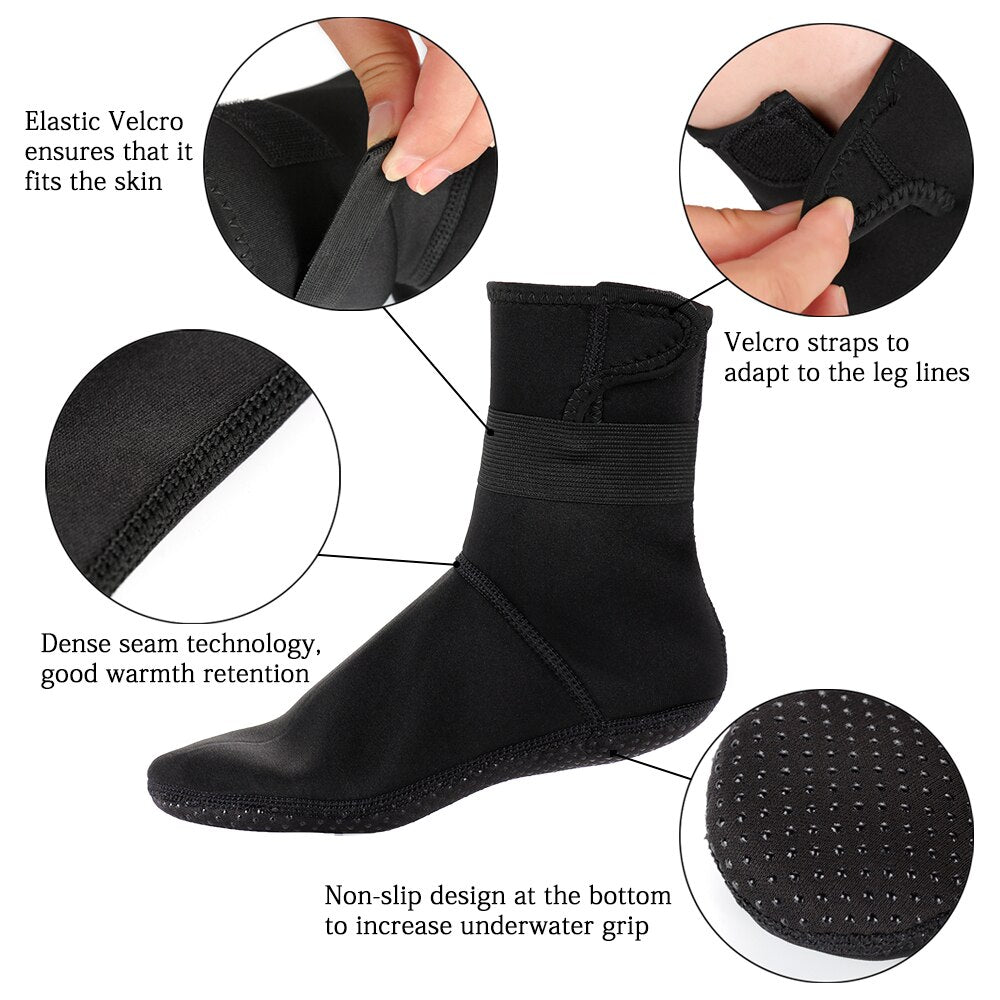 3mm Neoprene Diving Socks Shoes Water Boots Non-slip Beach Boots Wetsuit Shoes Warming Snorkeling Diving Surfing Socks For Adult