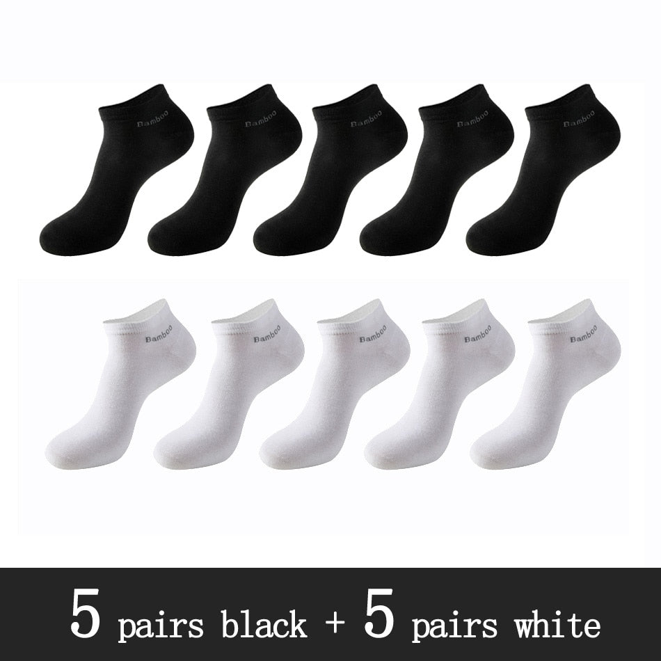 10 Pairs / Pack Men's Bamboo Fiber Socks Short High Quality New Casual Breatheable Anti-Bacterial Man Ankle Socks Men