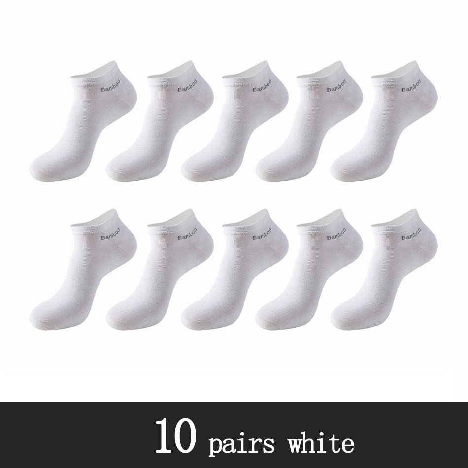 10 Pairs / Pack Men's Bamboo Fiber Socks Short High Quality New Casual Breatheable Anti-Bacterial Man Ankle Socks Men