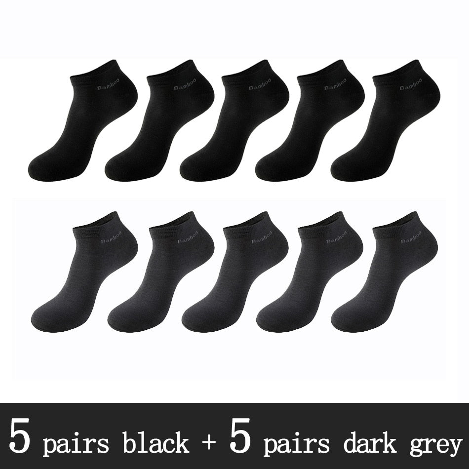 10 Pairs / Pack Men's Bamboo Fiber Socks Short High Quality New Casual Breatheable Anti-Bacterial Man Ankle Socks Men