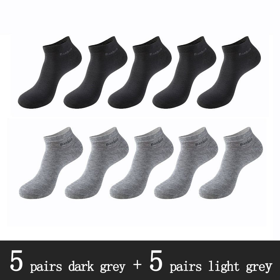 10 Pairs / Pack Men's Bamboo Fiber Socks Short High Quality New Casual Breatheable Anti-Bacterial Man Ankle Socks Men