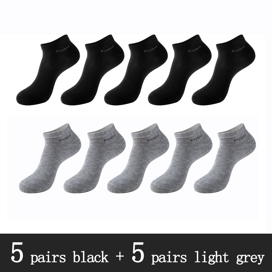 10 Pairs / Pack Men's Bamboo Fiber Socks Short High Quality New Casual Breatheable Anti-Bacterial Man Ankle Socks Men