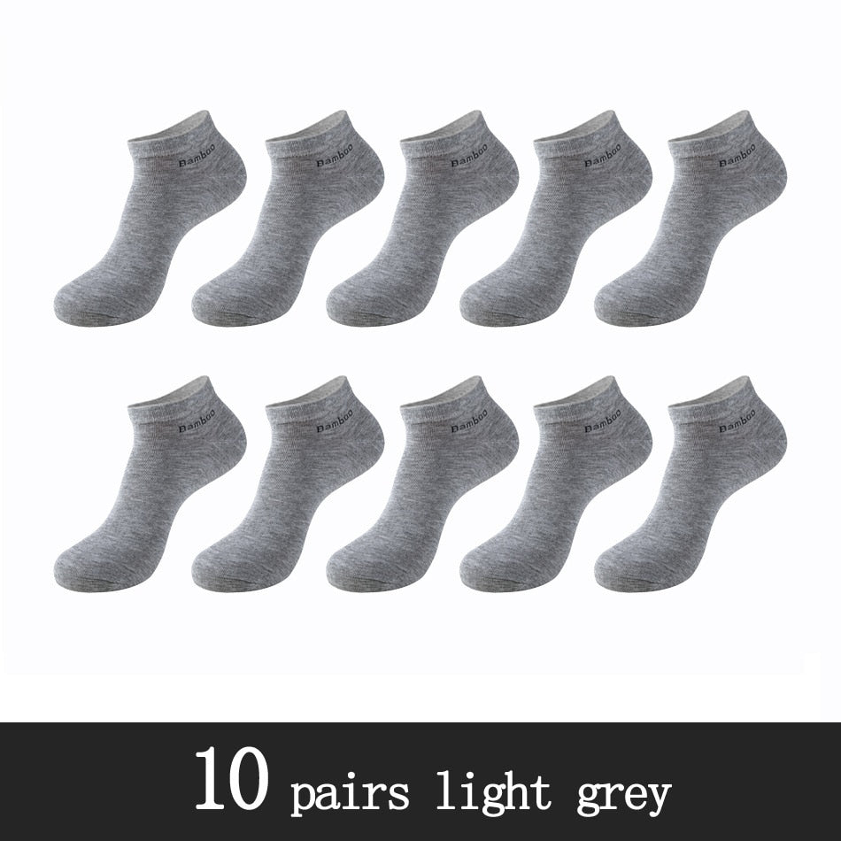 10 Pairs / Pack Men's Bamboo Fiber Socks Short High Quality New Casual Breatheable Anti-Bacterial Man Ankle Socks Men