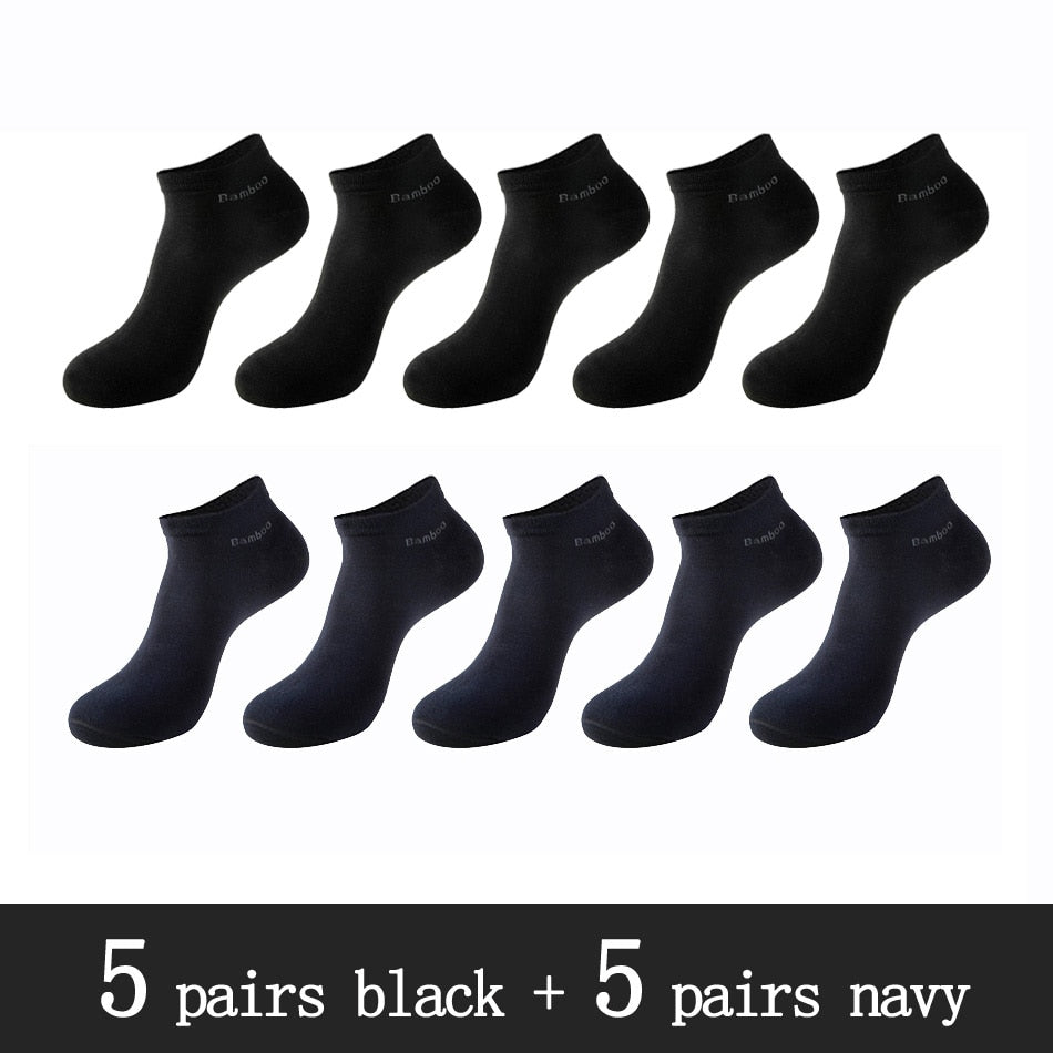 10 Pairs / Pack Men's Bamboo Fiber Socks Short High Quality New Casual Breatheable Anti-Bacterial Man Ankle Socks Men