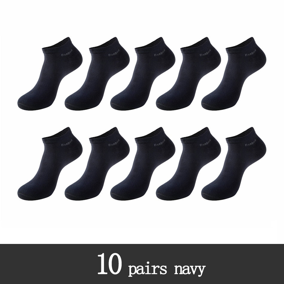 10 Pairs / Pack Men's Bamboo Fiber Socks Short High Quality New Casual Breatheable Anti-Bacterial Man Ankle Socks Men