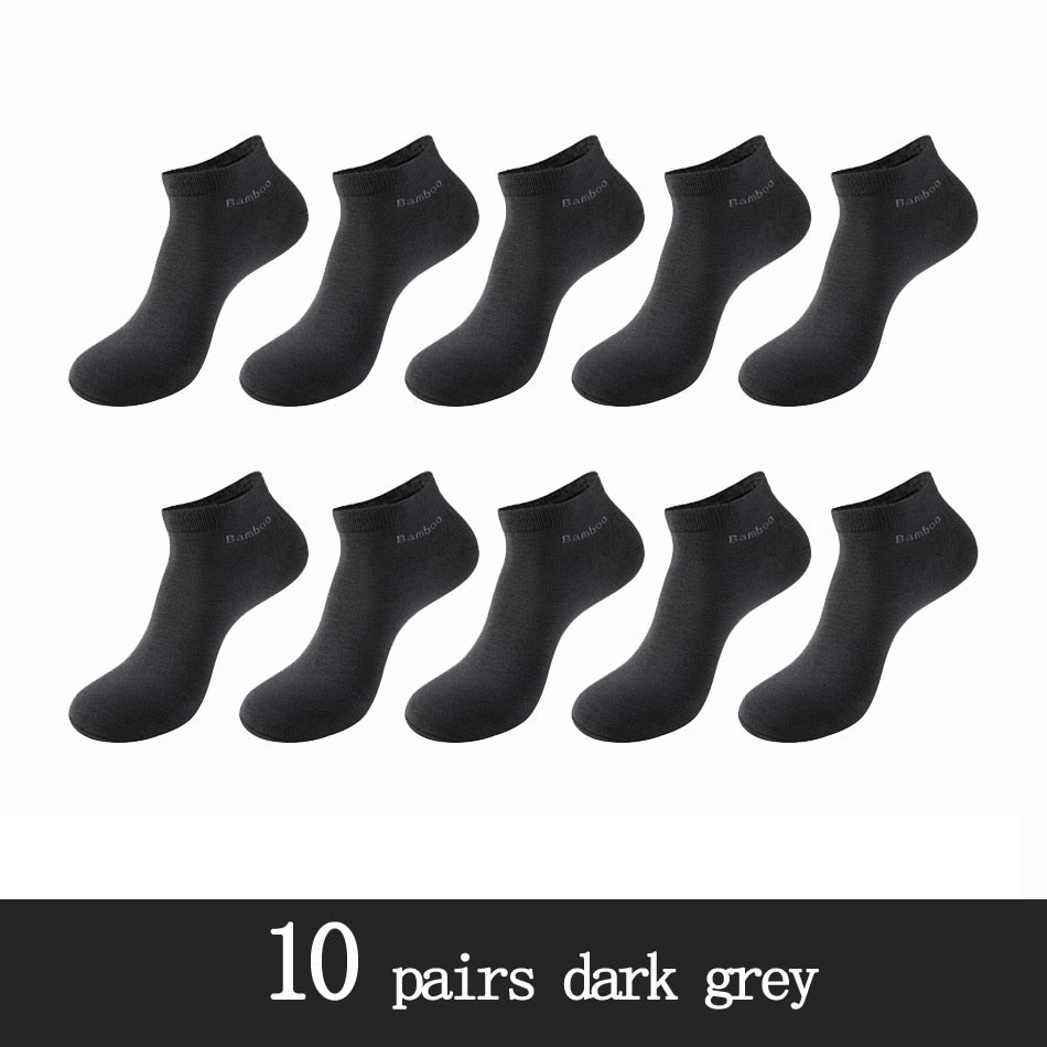 10 Pairs / Pack Men's Bamboo Fiber Socks Short High Quality New Casual Breatheable Anti-Bacterial Man Ankle Socks Men