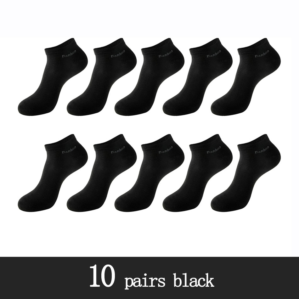 10 Pairs / Pack Men's Bamboo Fiber Socks Short High Quality New Casual Breatheable Anti-Bacterial Man Ankle Socks Men