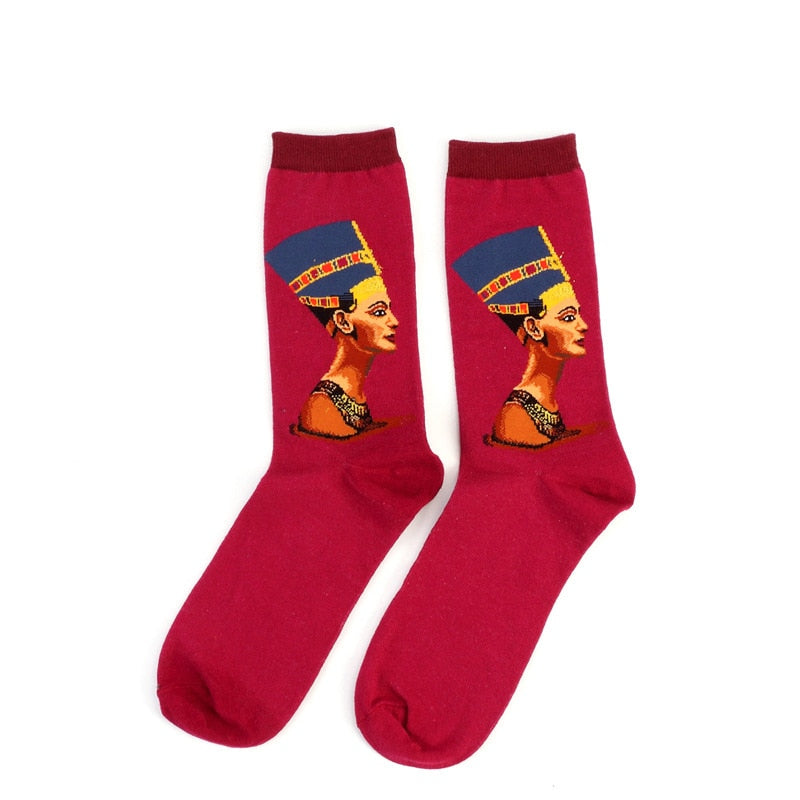 Starry Night Winter Retro Women Personality Art Van Gogh Mona Lisa Famous Painting Men Socks Oil Funny Happy Socks Dropshopping