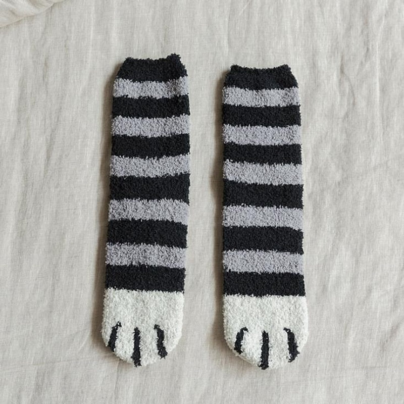 Fashion Womens Cats Paw Stripe 3d Socks Kawaii Fun Thick Girls Cartoon Animal Fingers Sock Hosiery Toe Zebra/Tiger/Cat Foot Sox