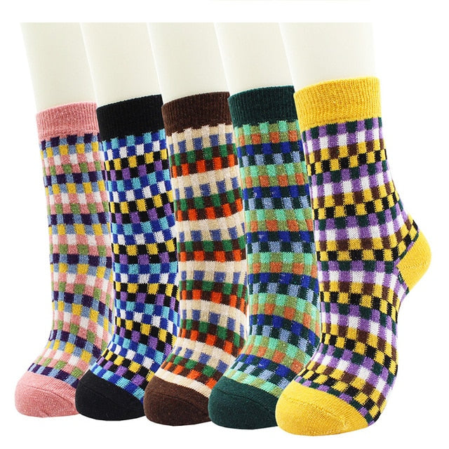 5 Pairs New Women's Winter Warm Socks Vintage Christmas Sock Harajuku Ethnic Style Cashmere Thermal Thicken Wool Sock for Women