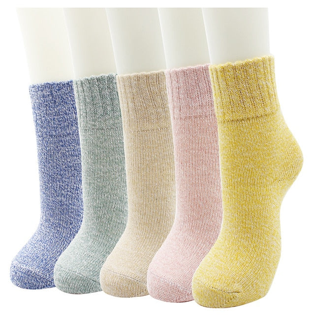 5 Pairs New Women's Winter Warm Socks Vintage Christmas Sock Harajuku Ethnic Style Cashmere Thermal Thicken Wool Sock for Women