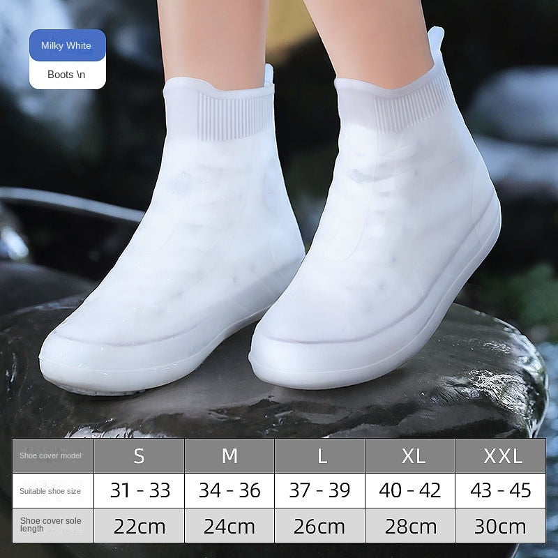 Rain Boots Cover Silicone Rain Boots Waterproof Shoe Cover Children Rainy Day Outdoor Rain Boots High Tube Thickened Non-slip
