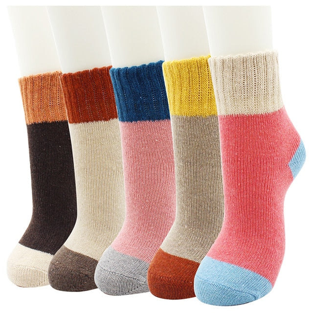 5 Pairs New Women's Winter Warm Socks Vintage Christmas Sock Harajuku Ethnic Style Cashmere Thermal Thicken Wool Sock for Women