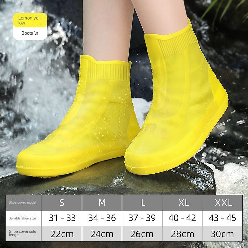 Rain Boots Cover Silicone Rain Boots Waterproof Shoe Cover Children Rainy Day Outdoor Rain Boots High Tube Thickened Non-slip