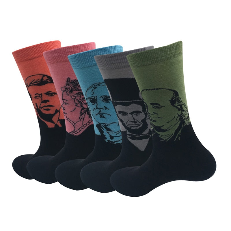 5 pairs of socks new design men's cotton socks funny skate stockings girl fashion men's socks girl no gift box